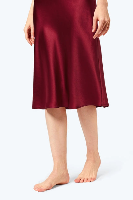 Classic Silk Night Gown Claret-Night Gown-MommeSilk-Urbanheer