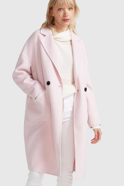 Publisher Double-Breasted Wool Blend Coat - Pale Pink-COAT-Belle & Bloom-Urbanheer