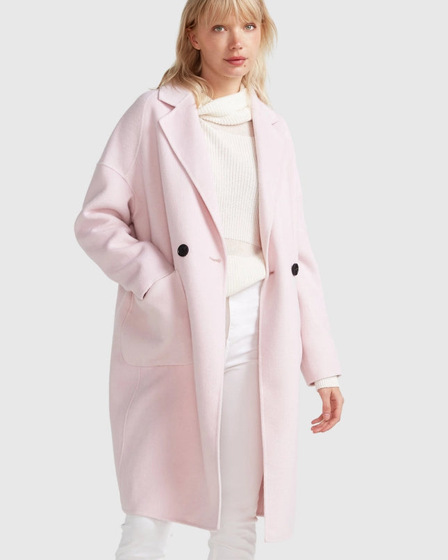 Publisher Double-Breasted Wool Blend Coat - Pale Pink-COAT-Belle & Bloom-Urbanheer