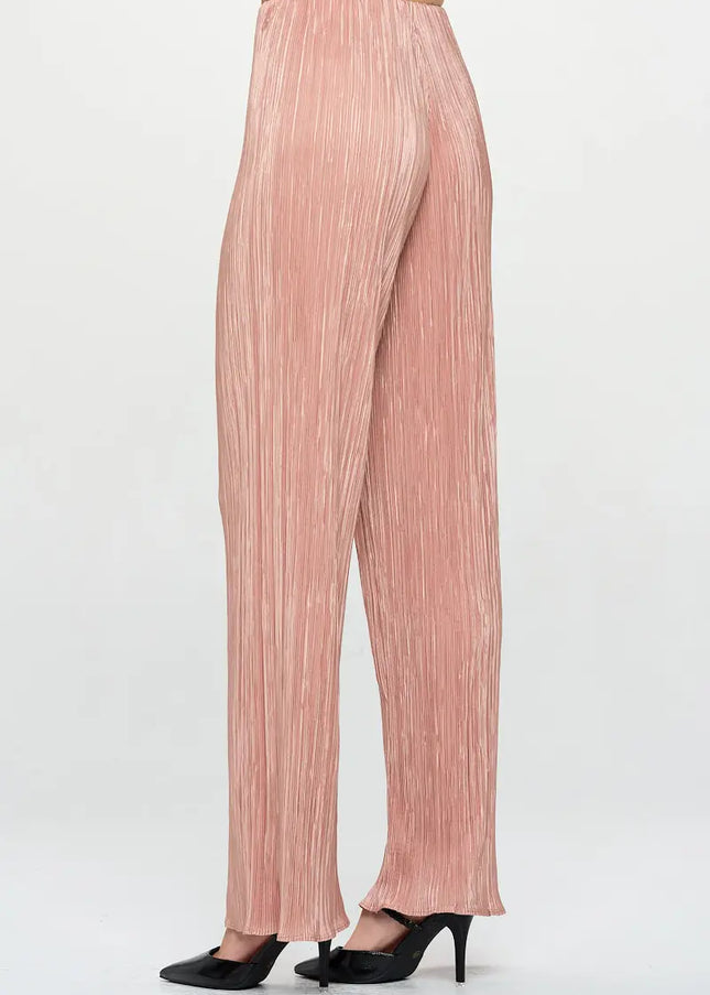 Vibrant Plisse Straight Leg Pants-Clothing - Women-Renee C.-Urbanheer