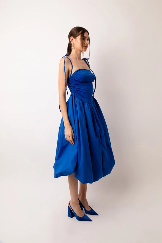 Alexa Stretch Strapless Puffball Midi Dress-Dress-Amy Lynn-Urbanheer