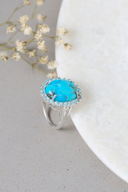 Blue Copper Turquoise 925 Sterling Silver Ring Jewelry-Ring-Tiramisu-Urbanheer