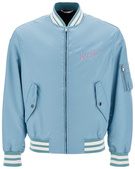 Valentino Garavani nylon bomber jacket with embroidery and print.