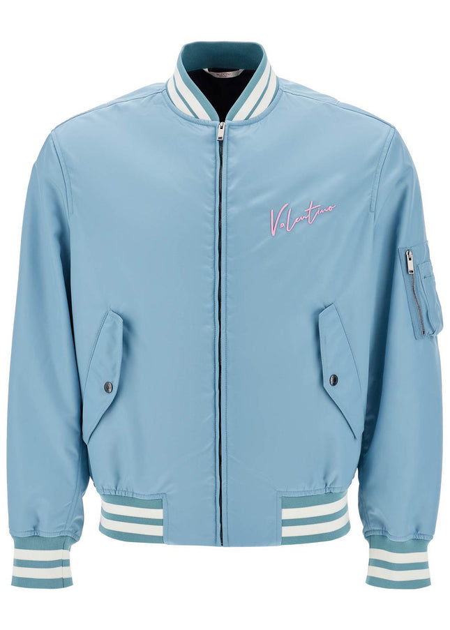 Valentino Garavani nylon bomber jacket with embroidery and print.