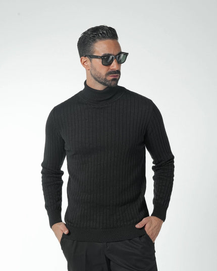 Black Ribbed High Neck-Sweater-Donato-M-Urbanheer