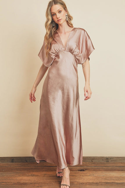 Satin Blouson Maxi Dress MAUVE-Maxi Dress-Dress Forum-S-Urbanheer