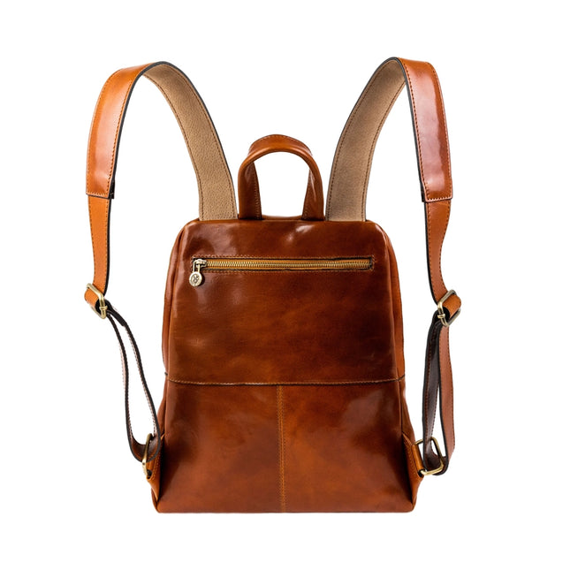 Brown Leather Backpack For Women - A Bend in the River Cognac