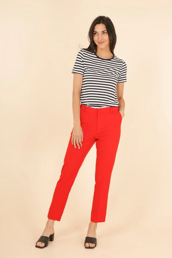 High Waist Cigarette Pants Red-Pants-Attentif Paris-S-Urbanheer