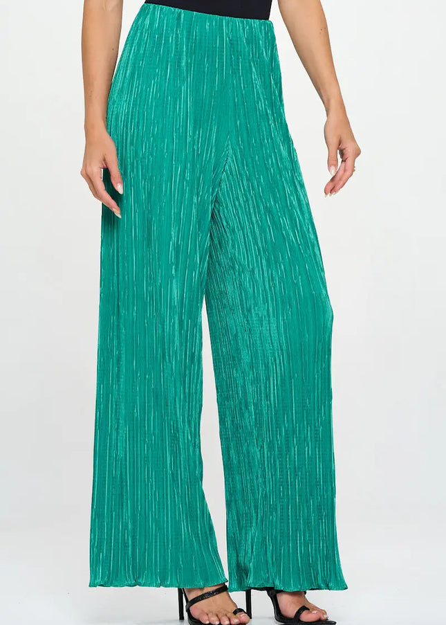 Vibrant Plisse Lined Straight Pants-Renee C.-Urbanheer