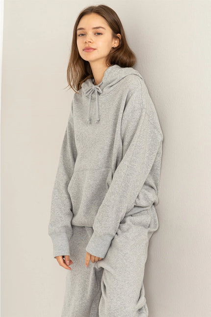 Weekend Chiller Drop Shoulder Oversized Hoodie - Grey-Clothing - Women-HYFVE-Urbanheer