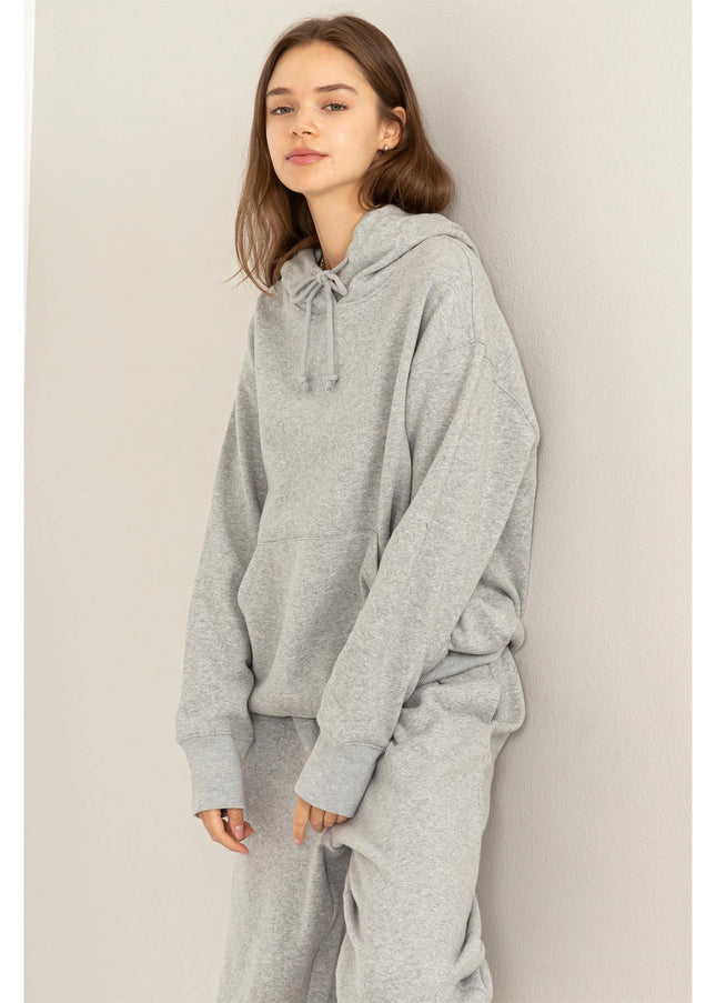 Weekend Chiller Drop Shoulder Oversized Hoodie - Grey-Clothing - Women-HYFVE-Urbanheer