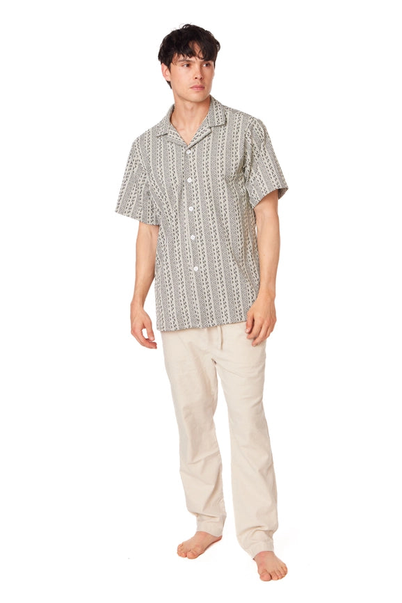 Crochet/Textured Short Sleeve Men's Shirt (4056)