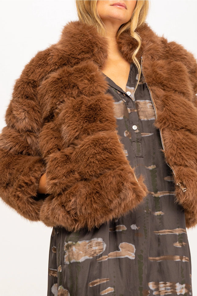 Fur Bomber Jacket-Clothing - Women-Tantra-Urbanheer