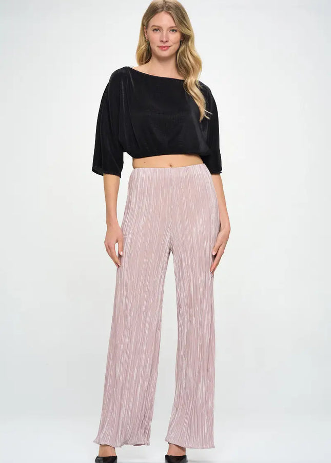 Vibrant Plisse Straight Leg Pants-Renee C.-Urbanheer