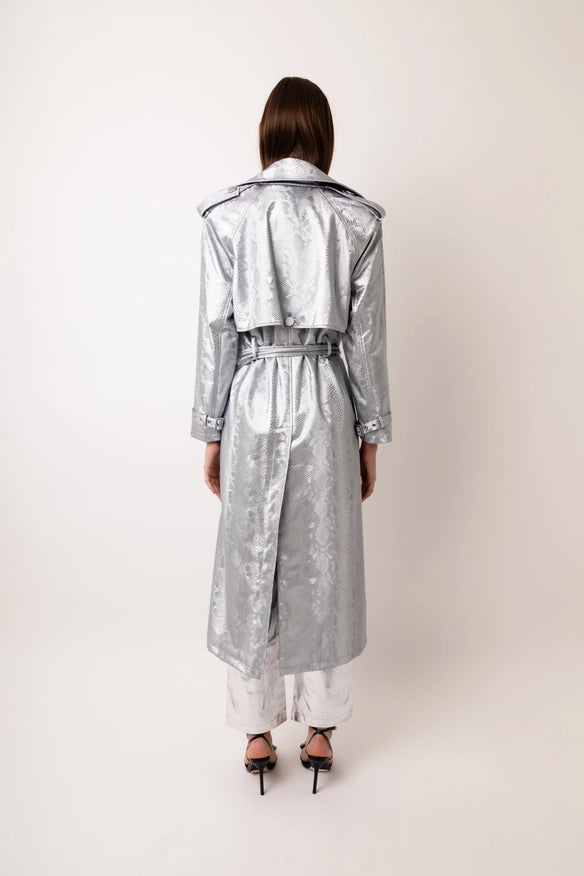 Vivienne Silver Trench Coat-COAT-Amy Lynn-Urbanheer