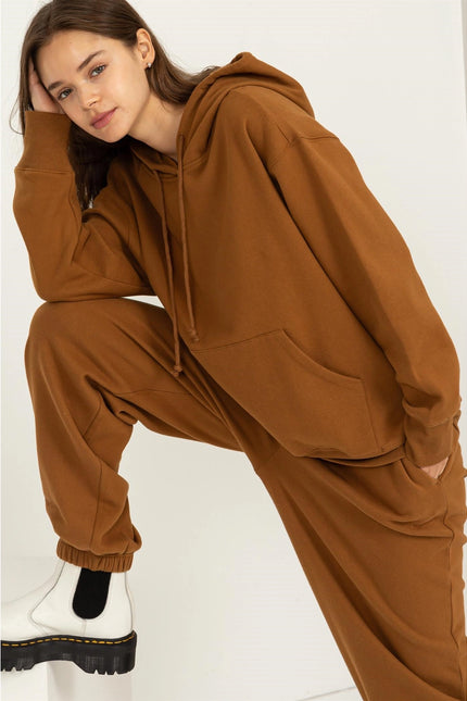 Weekend Chiller Drop Shoulder Oversized Hoodie - Brown-Clothing - Women-HYFVE-Brown-S-Urbanheer