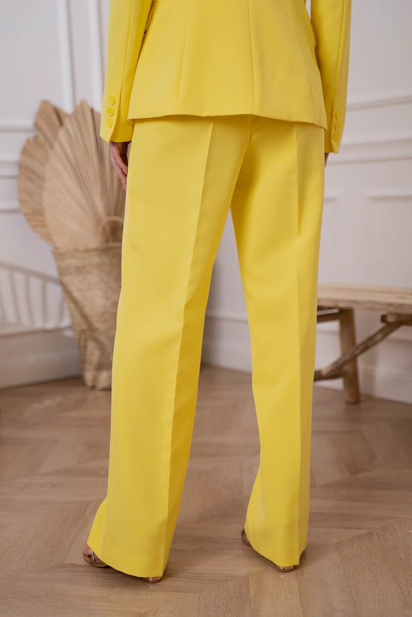 Timeless Straight Cut Plain Pants Yellow-Pants-Attentif Paris-Urbanheer