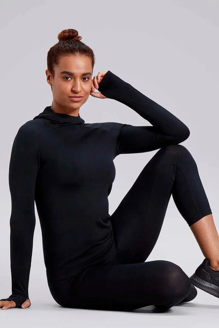 Female Cross X Seamless Hoodie - Black-Hoodie-HPE Activewear-XS-Urbanheer