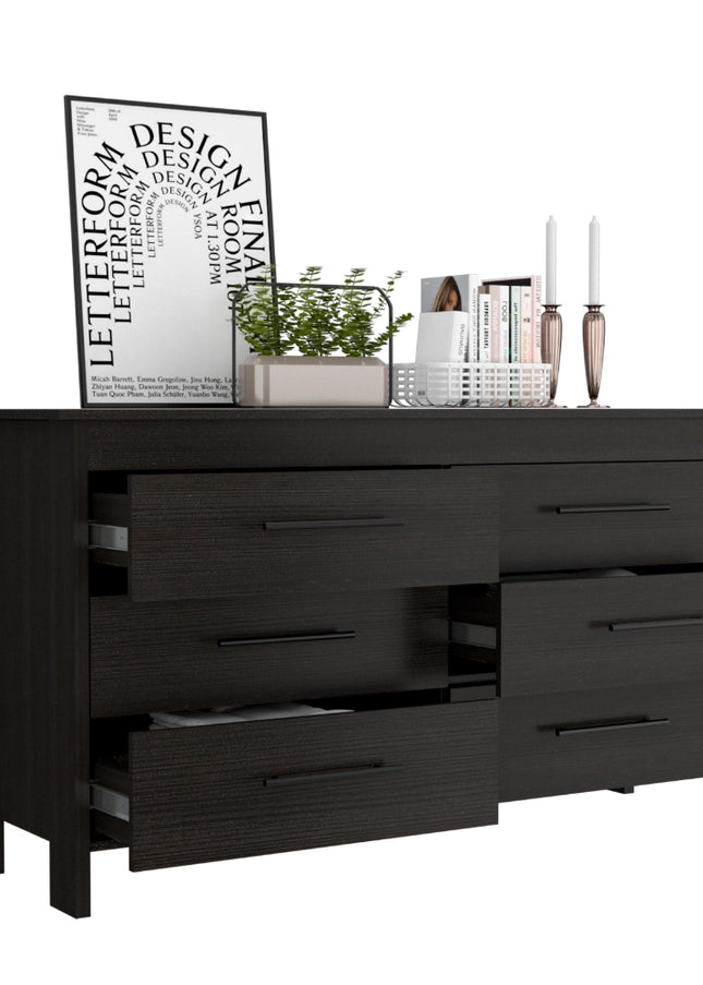 Luxor Six Drawer Double Dresser-Furniture > Cabinets & Storage > Chest of drawers-FM FURNITURE-Urbanheer