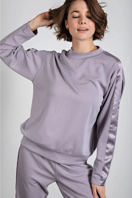 Modal Poly Span Top with Satin Side Detail Mystic Grey