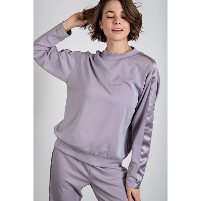 Modal Poly Span Top with Satin Side Detail Mystic Grey