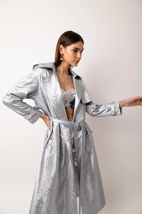 Vivienne Silver Trench Coat-COAT-Amy Lynn-S-Urbanheer