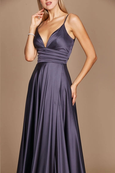 Charcoal Spaghetti Strap Prom Long Formal Gown Wholesale-Dylan & Davids-Urbanheer