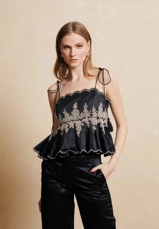 Shirina Embroidered Peplum Top-TOP-La fuori-XS-Urbanheer