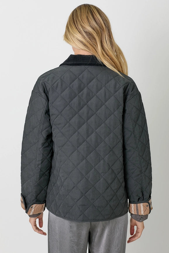 Contrast Quilted Jacket  Black