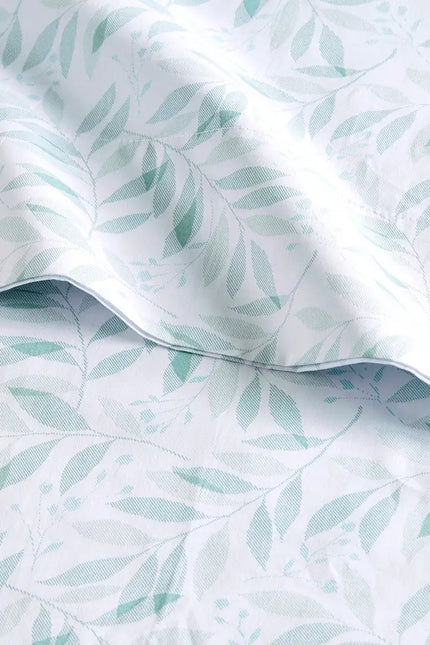 200Tc Cotton Percale Sheet Set, Green Spring Leaves-Olliix-Urbanheer