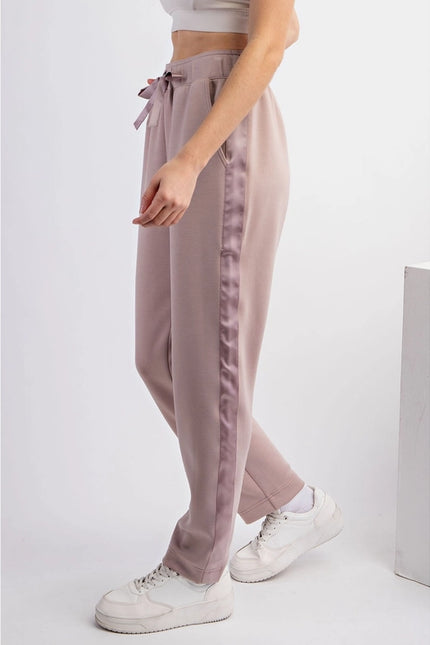 Modal Poly Span Jogger with Side Satin Detail Lt Mocha