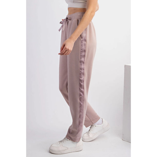 Modal Poly Span Jogger with Side Satin Detail Lt Mocha