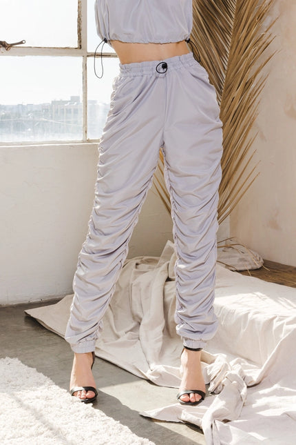 Sports Girl Ruched Jogger Parachute Pants-Pants-LABIJOU-Urbanheer