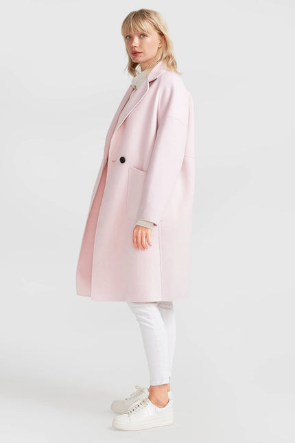 Publisher Double-Breasted Wool Blend Coat - Pale Pink-COAT-Belle & Bloom-Urbanheer