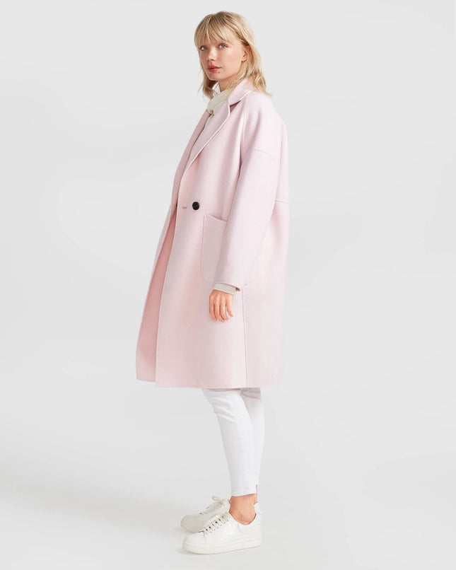 Publisher Double-Breasted Wool Blend Coat - Pale Pink-COAT-Belle & Bloom-Urbanheer