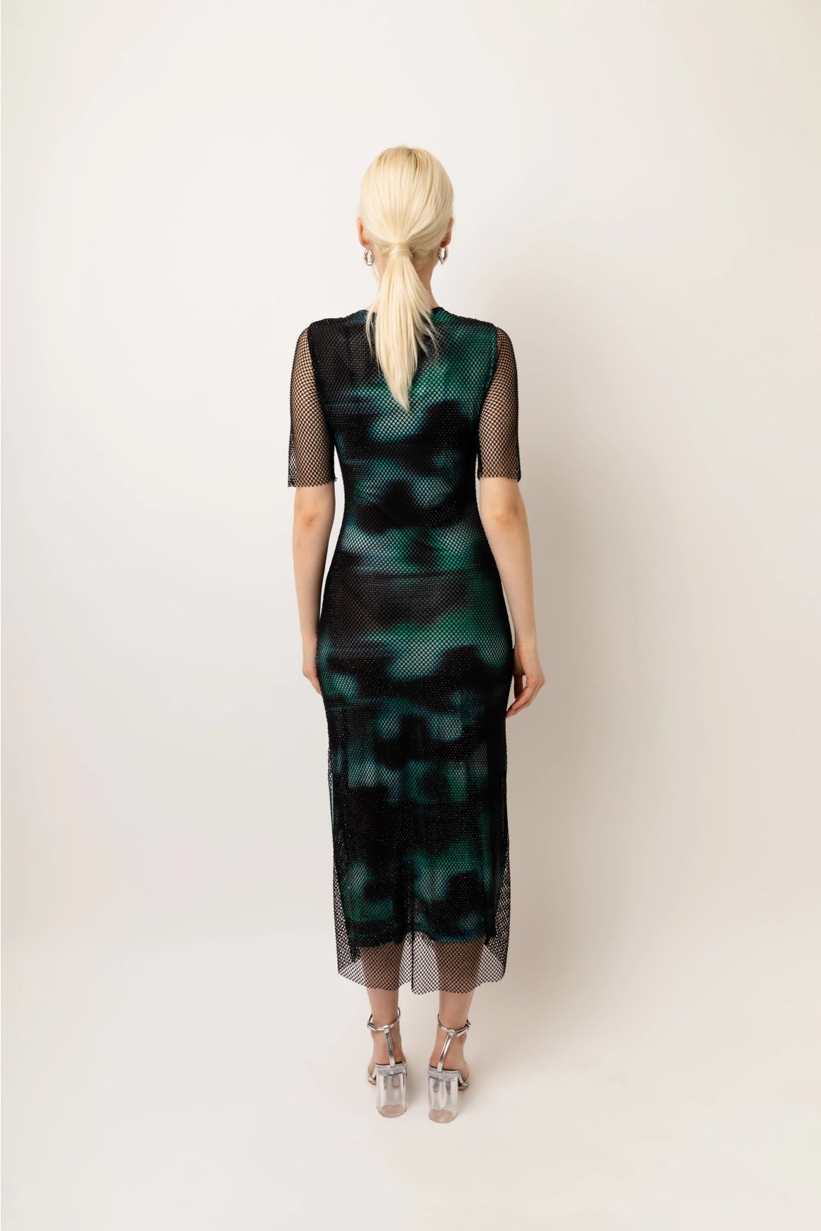 Porto Net Overlay Short Sleeve Midi Dress-Clothing - Women-Amy Lynn-Urbanheer