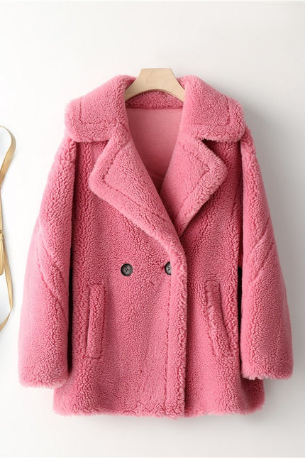 Women Lamb Wool Coat Winter Short Coat-Productseeker-S-PInk-Urbanheer