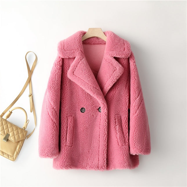 Women Lamb Wool Coat Winter Short Coat-Productseeker-S-PInk-Urbanheer