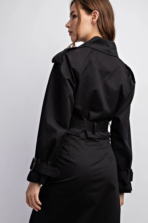 Belt Detail Crop Woven Jacket Black-Jacket-EDIT by NINE-Urbanheer