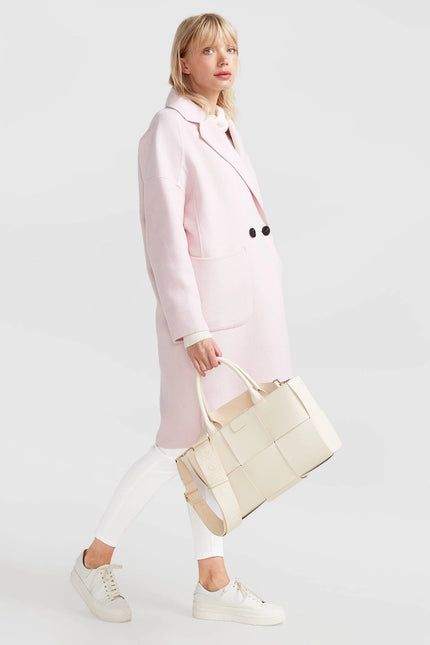 Publisher Double-Breasted Wool Blend Coat - Pale Pink-COAT-Belle & Bloom-Urbanheer