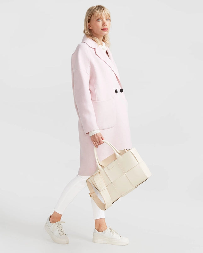 Publisher Double-Breasted Wool Blend Coat - Pale Pink-COAT-Belle & Bloom-Urbanheer