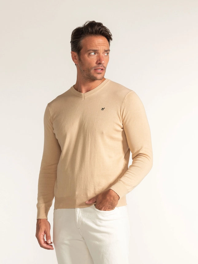 Creme V-Neck Sweater-Sweater-Williot-Urbanheer