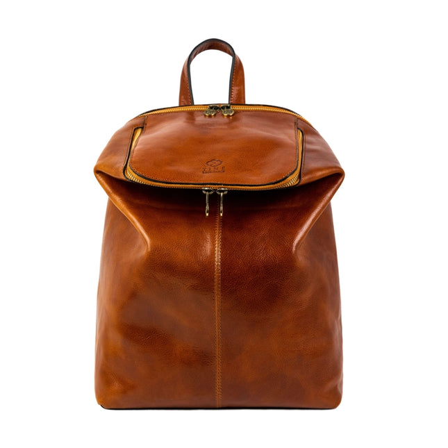 Brown Leather Backpack For Women - A Bend in the River Cognac