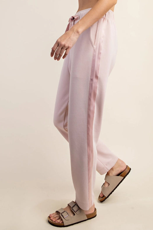 Modal Poly Span Jogger with Side Satin Detail Baby Pink