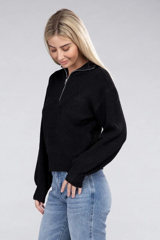 Easy-Wear Half-Zip Pullover Black-Pullover-Blak Wardrob-Urbanheer