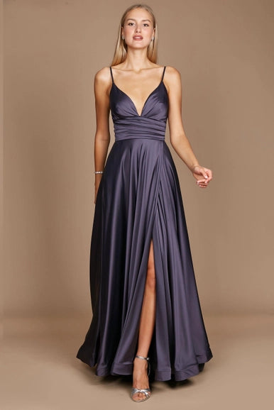 Charcoal Spaghetti Strap Prom Long Formal Gown Wholesale-Dylan & Davids-Urbanheer