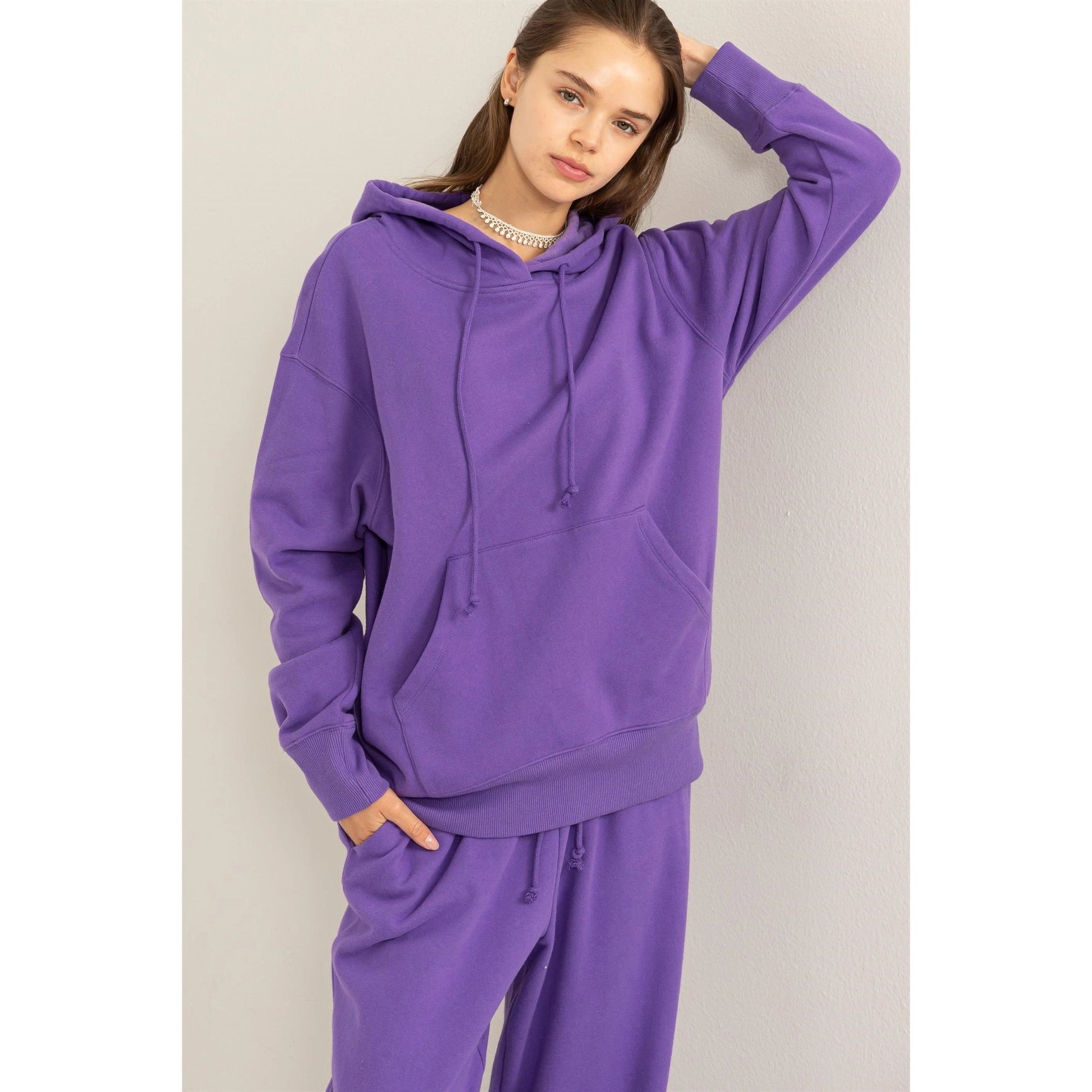 Weekend Chiller Drop Shoulder Oversized Hoodie - Wisteria-Clothing - Women-HYFVE-Wisteria-S-Urbanheer