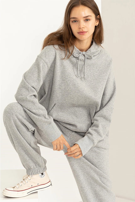 Weekend Chiller Drop Shoulder Oversized Hoodie - Grey-Clothing - Women-HYFVE-Grey-S-Urbanheer