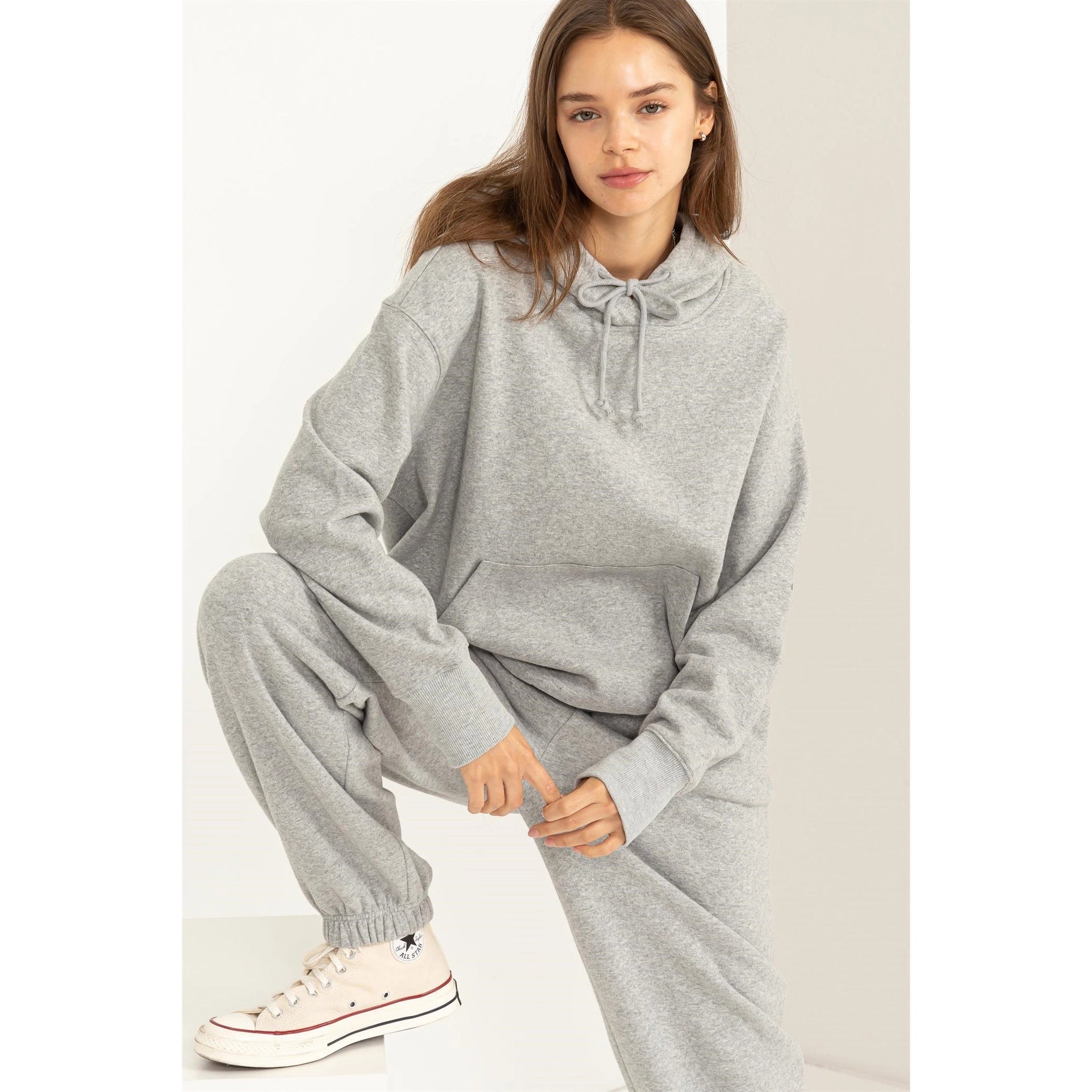 Weekend Chiller Drop Shoulder Oversized Hoodie - Grey-Clothing - Women-HYFVE-Grey-S-Urbanheer