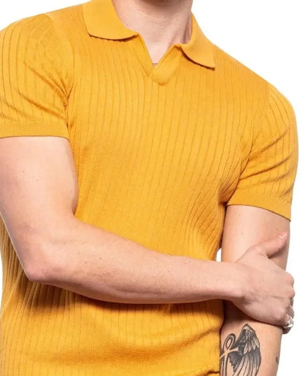 Ribbed Knit Polo - Mustard-Clothing - Men-Eight X-Urbanheer